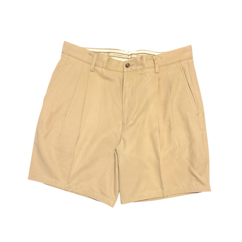 Saltaire Men's Khaki Tan Silk/Cotton Golf Flat Front Shorts Size 36